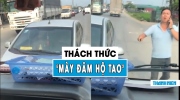 Chạy sang làn ngược chiều chặn đầu xe khác, tài xế còn thách thức 